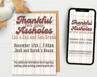Friendsgiving Invitation Template Digital or Print | Digital Friendsgiving Invitation | Friendsgiving Dinner Invite | Funny Friendsgiving