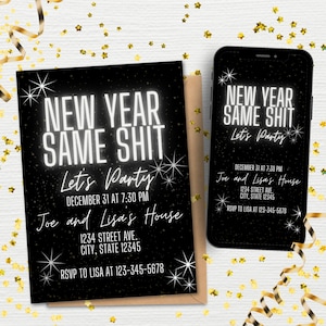 Funny New Years Eve Party Invitation Template | Funny New Year Invite | New Years Eve  Party Invitation Template Canva