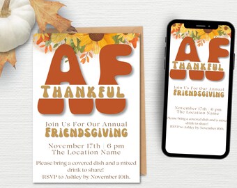 Friendsgiving Invitation Template Digital or Print | Digital Friendsgiving Invitation | Friendsgiving Dinner Invite | Funny Friendsgiving