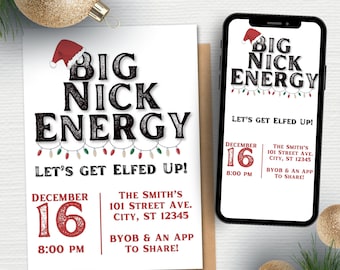 Funny Christmas Party Invitation Template | Big Nick Energy Holiday Party Invitation | Irreverent Christmas Party Invitations