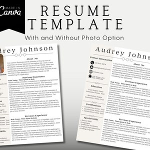 Resume Template Canva | Resume Template With Photo | Resume Template With Photo | Professional Resume Template | Modern Resume Template