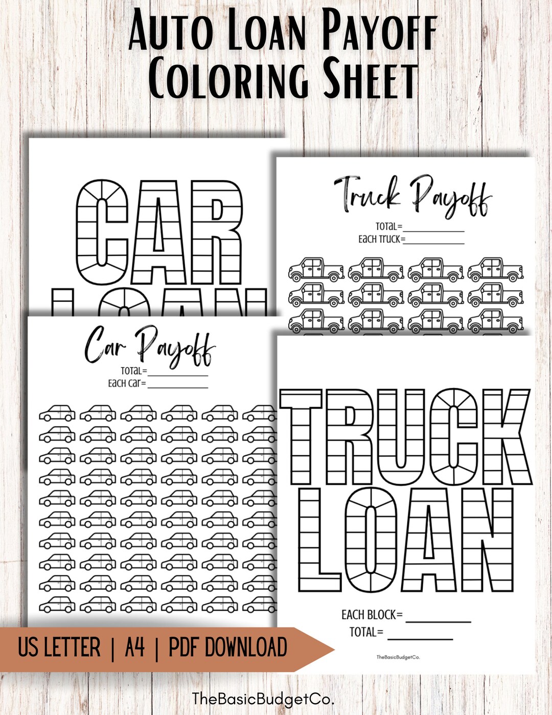 Car Loan Coloring Sheet Truck Loan Coloring Sheet Debt - Etsy