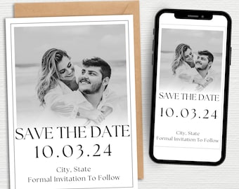 Save The Date Canva Template | Modern Minimalist Save The Date Template | Digital Save The Date Template | Textable Save The Date Canva