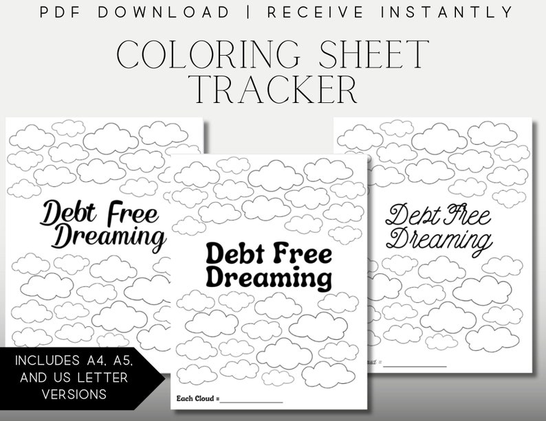 Debt Coloring Sheet Tracker Debt Free Dreaming Debt - Etsy