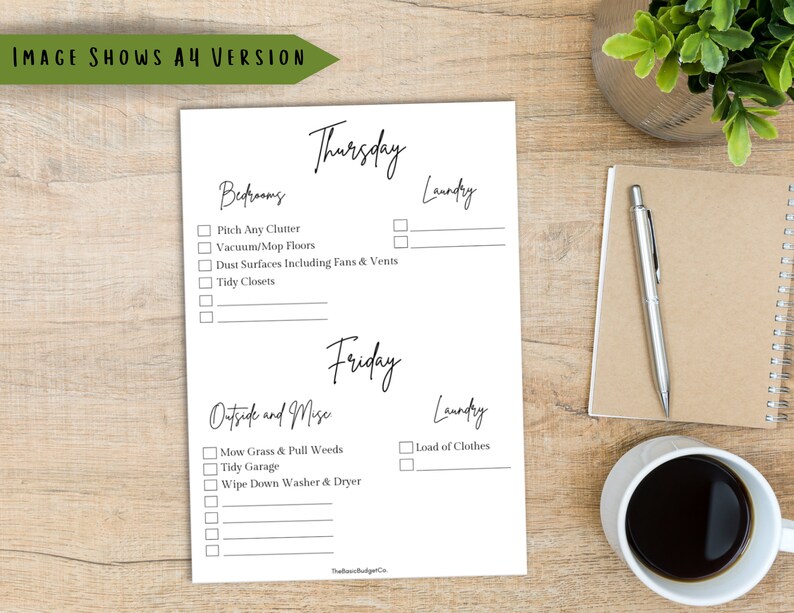 Printable Cleaning Schedule, Digital Cleaning Checklist, Minimalist