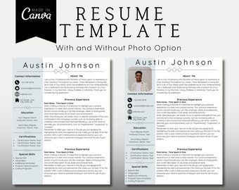 Resume Template Canva | Resume Template With Photo | Resume Template With Photo | Professional Resume Template | Modern Resume Template