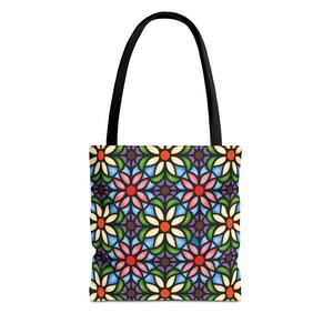 Stained Glass Flower Print Tote Bag (AOP)