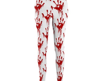 Leggings casuales para mujer cortados y cosidos con la película de terror de Halloween Bloody Hands (AOP)