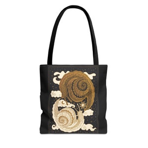 Snails Yin Yang Tarot Card Tote Bag (AOP)