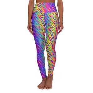 Bright Safari Stripes High Waisted Yoga Leggings (AOP)