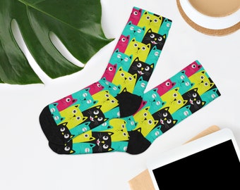 Multi Colored Cats Recycled Poly Socks