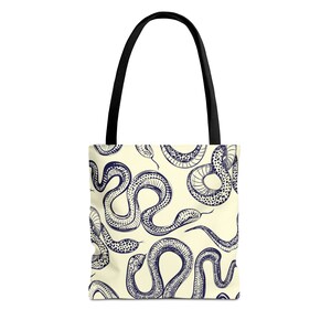 Blue Snakes on Cream Tote Bag (AOP)