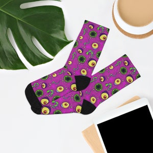 Purple Eyeball Monster Recycled Poly Socks