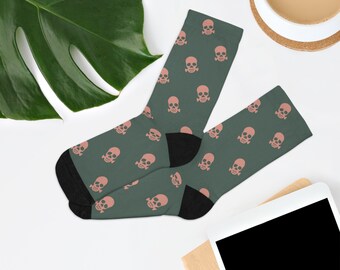 Pink & Grey Skulls Recycled Poly Socks