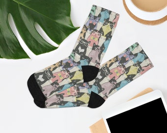 Cats in Glasses Recycled Poly Socks