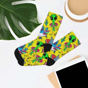 Dino, Alien, Monster Recycled Poly Socks