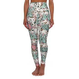Floral Organs Brain, Heart, Lungs Boho High Waisted Yoga Leggings