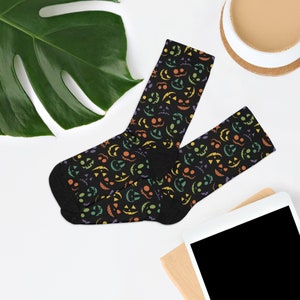 Glowing Jack O Lantern Faces Recycled Poly Socks