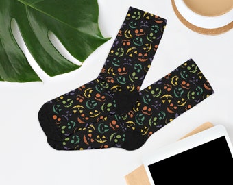 Glowing Jack O Lantern Faces Recycled Poly Socks