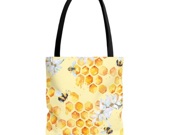 Honeybees Honeycomb Honey & Bees Tote Bag (AOP)