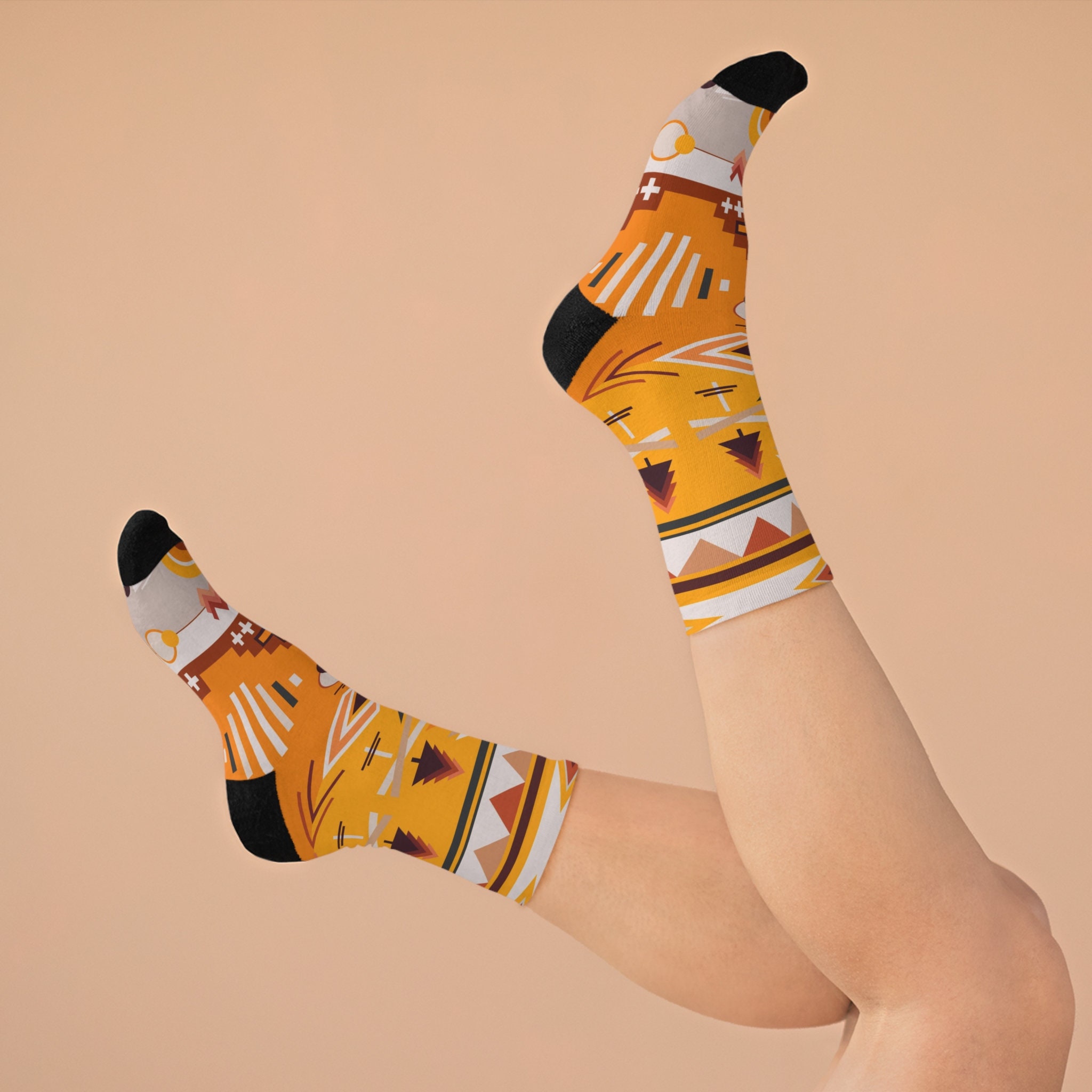 Orange Abstract Geometric Pattern Recycled Poly Socks - Etsy