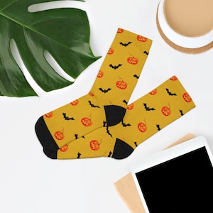 Bats and Pumpkins Recycled Poly Socks