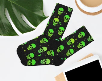 Green Glowing Skulls Recycled Poly Socks