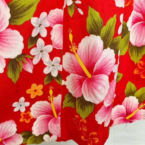 flawed Ui-Maikai 60s 70s Hawaiian Red tropical fl… - image 10