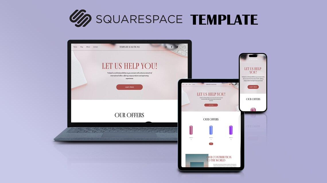 Modern Squarespace Website Template | E-commerce Website Template ...