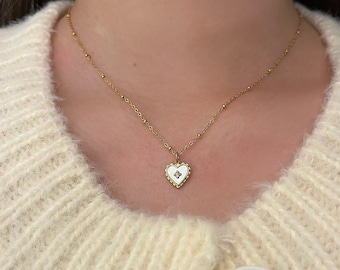 Heart-shaped 18k gold-filled necklace, heart necklace gold, valentines gift, gift for her, gift for best friend, waterproof heart necklace