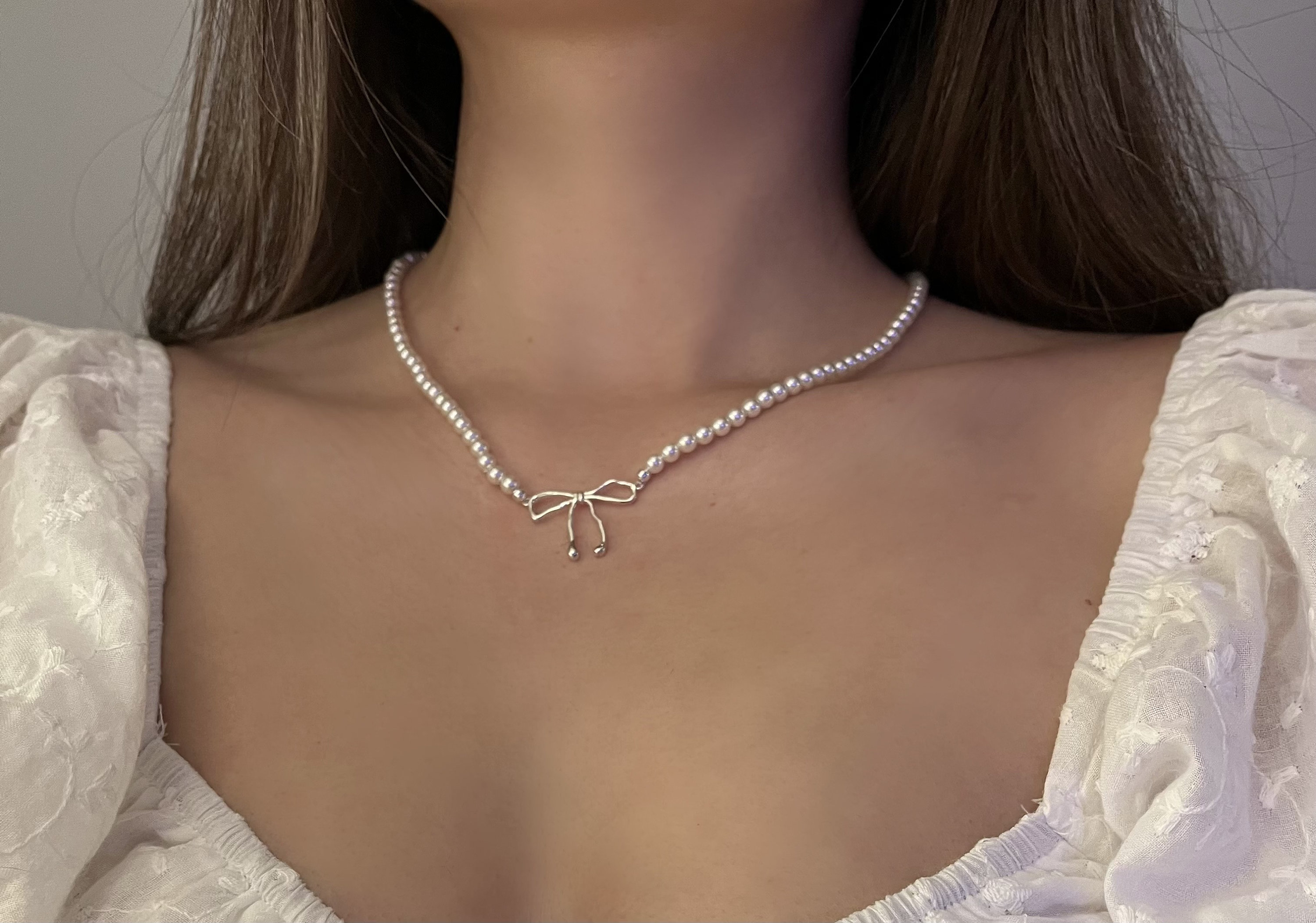 ネックレス・ペンダント Hei [sv925] ribbon string pearl necklace 4BTR809 pearl-necklace-sterling-silver