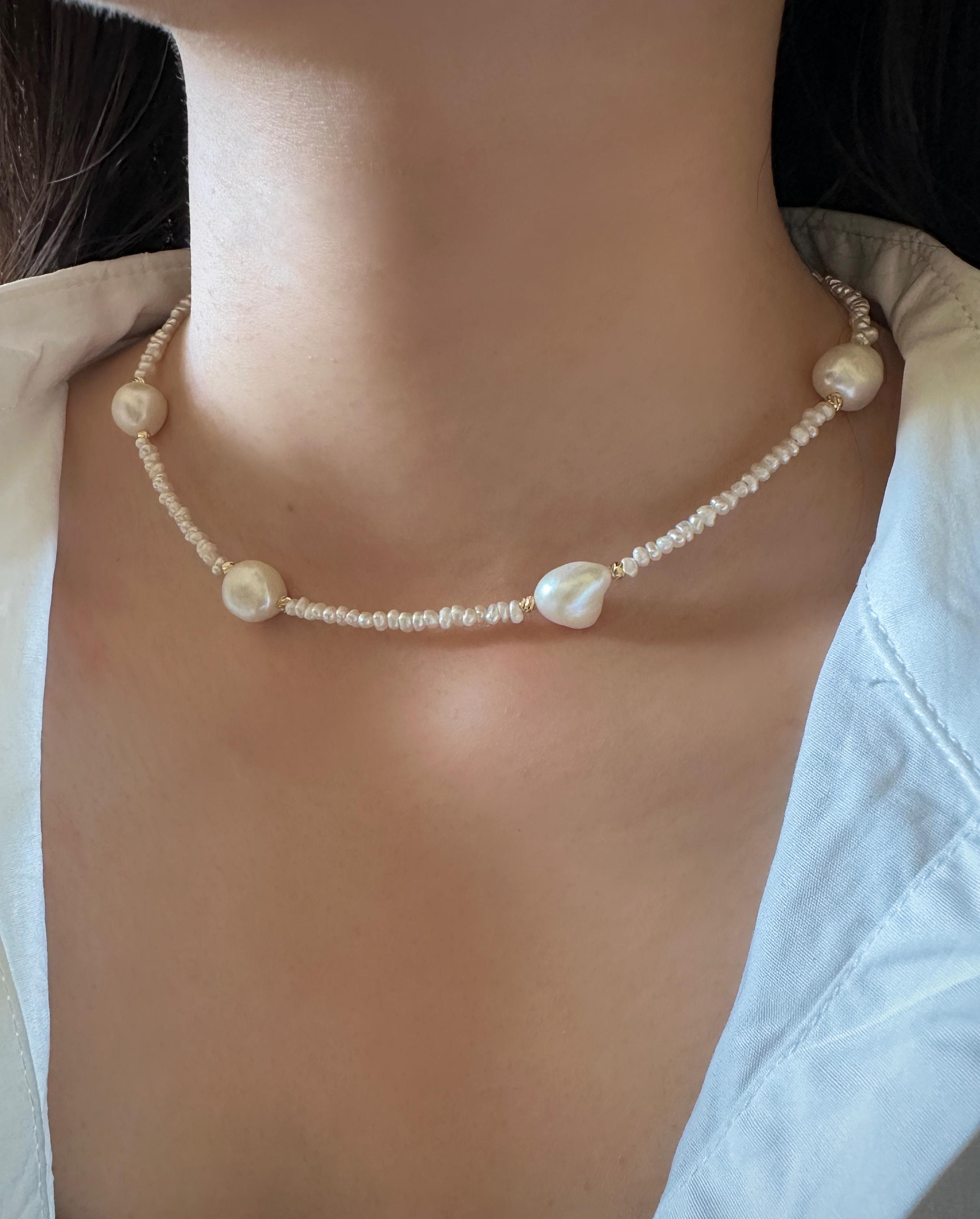 Baroque Pendant Keshi Pearl Necklace, Freshwater Pearl