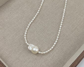 バロックペンダントケシパールネックレス、淡水パールネックレス、バロックパール、彼女へのプレゼント、6月の誕生日プレゼント