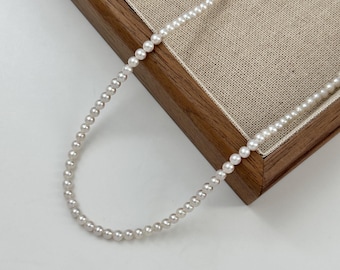 AAA grade strong luster freshwater pearl necklace, Classic round shape, Dainty pearl necklace, Bridal necklace, Anniversary gift