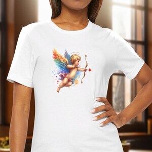 Cupid Love Tee, Romantic love Arrow Shirt, Colorful Watercolor, gift for girlfriend, gift for mother, Valentine&#39;s Day T-Shirt, trendy gift
