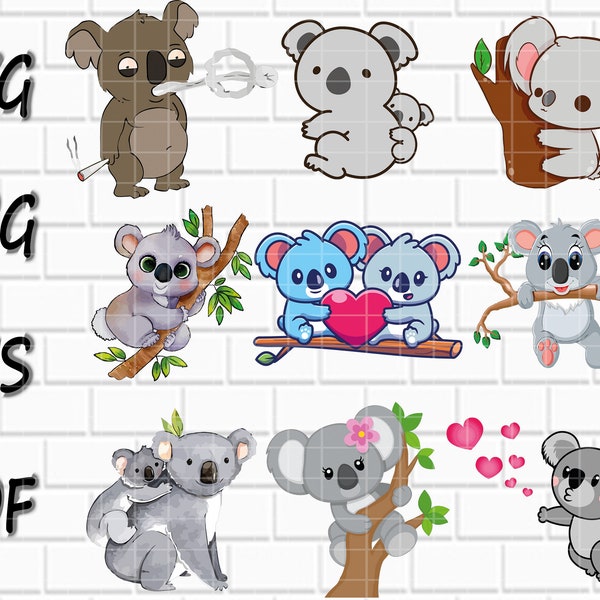 Koala SVG, Koala PNG, Koala mom SVG, Koala smoke svg, Koala cricut, Koala vector, Koala clipart, Koala cutfile t-shirts svg, cricut