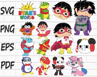 Cartoon Characters Bundle SVG / PNG/ JPG - 14 Designs-  Cake Toppers- Birthday Characters- Kids Character Png- Png,Eps,Svg,Pdf