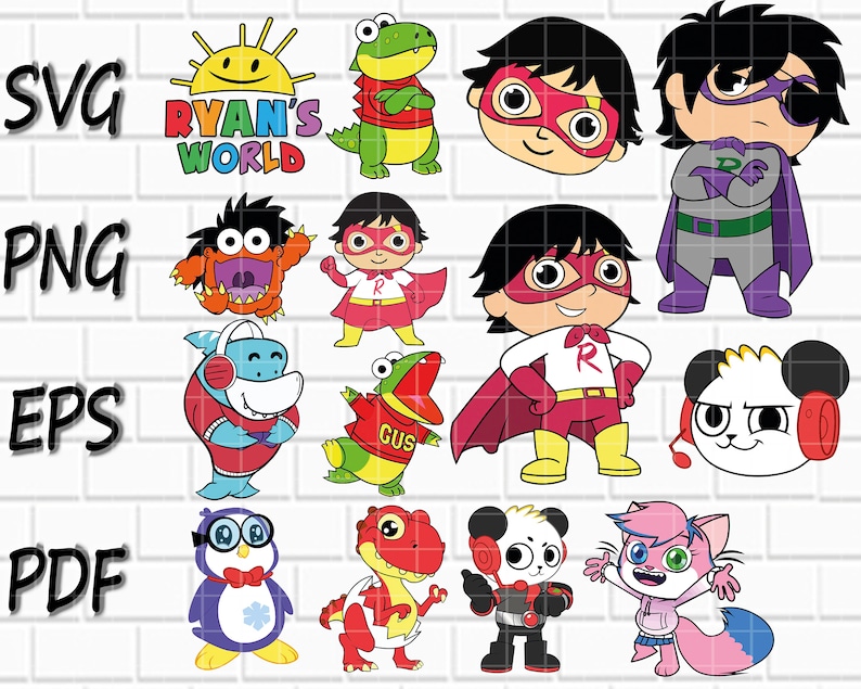 Cartoon Characters Bundle SVG / PNG/ JPG 14 Designs Cake Toppers Birthday Characters Kids Character Png Png,Eps,Svg,Pdf image 1