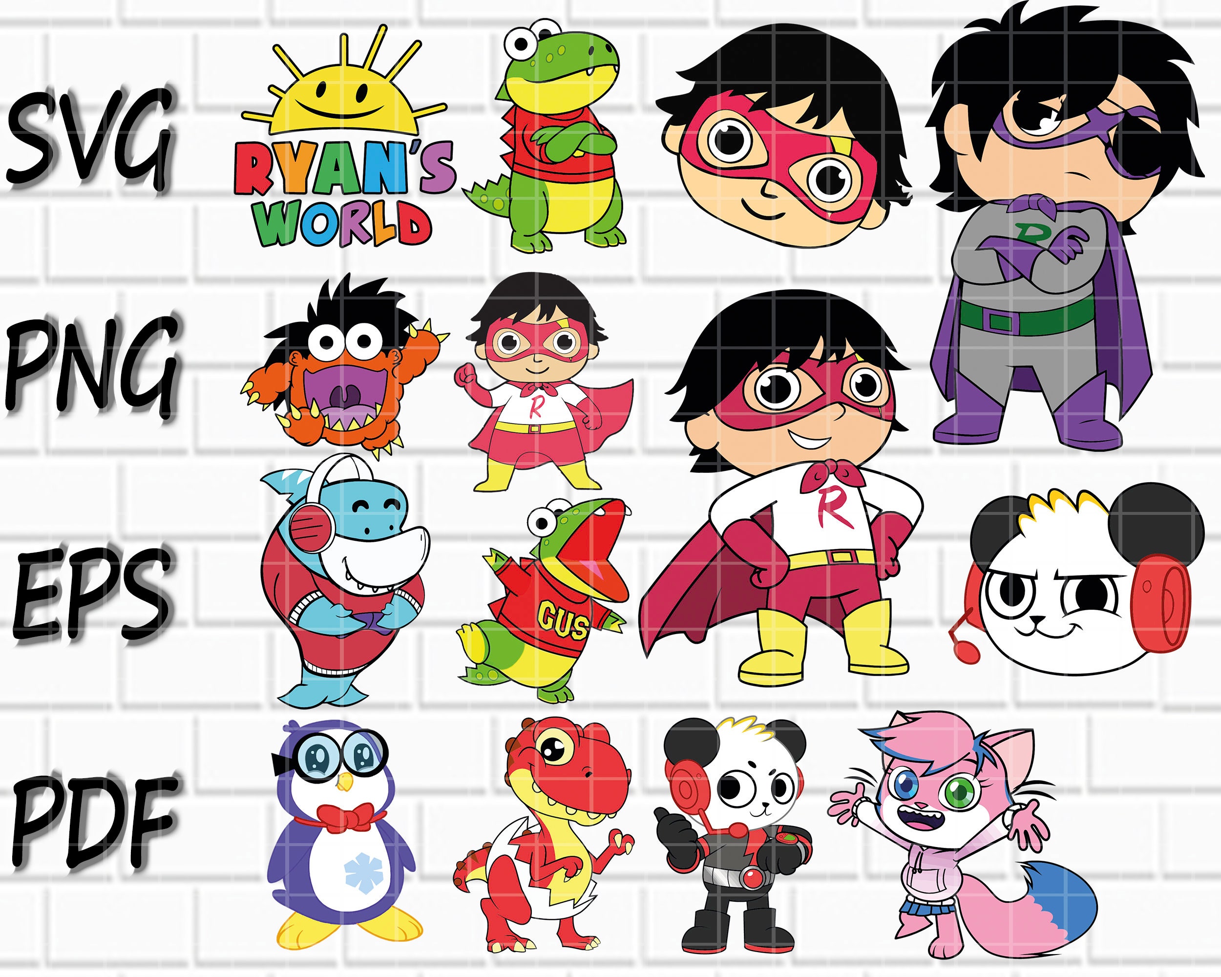 Cartoon Characters Bundle SVG PNG JPG 14 Designs Cake Etsy ryan-world-bundle-svg-ryans-world-svg-cartoon-svg-inspire-uplift