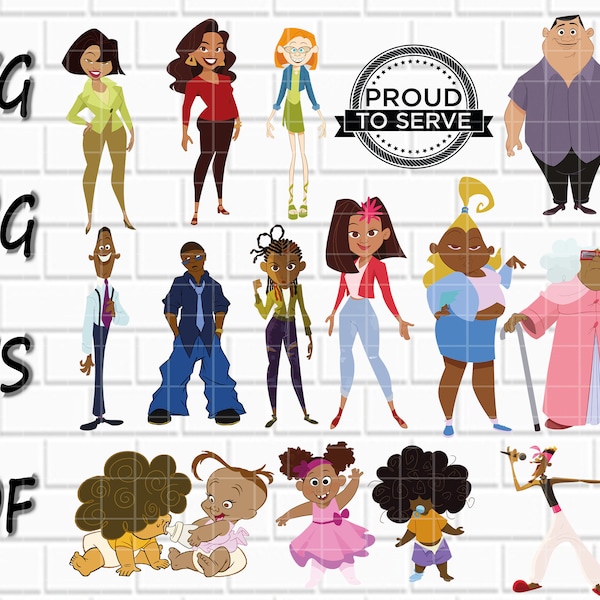 The Proud Family SVG- 15 Designs- The Proud Family characters SVG- The Proud Family Logo- The Proud Family Cutfiles- Svg,Png,Eps,Pdf