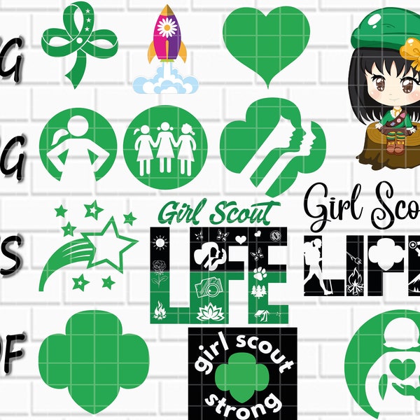 Girl Scout SVG Bundle- Girl Scout Life SVG- Girl Scout PNG- Girl Scout Strong- 13 Designs- Cutfiles- Clipart- Cricut- Png, Pdf, Svg, Eps