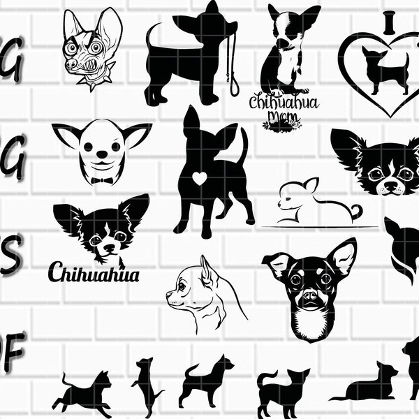 Chihuahua Sİlhouette Svg- Chihuahua cute SVG- Chihuahua cricut- Chihuahua vector- Animal Svg- t-shirts SVG- Dog Svg-