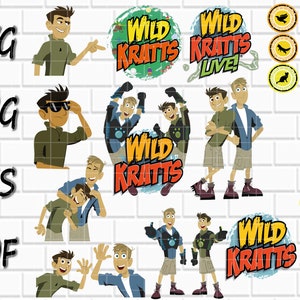 Cartoon SVG- Wild Kratts SVG- Wild Kratts PNG- Wild Kratts Vector- 22 Designs- Cutfiles- Clipart- Cricut- T-shirt Print- Png, Pdf, Svg, Eps