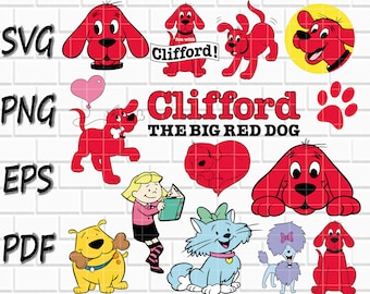 Clifford the Big Red Dog SVG- Clifford PNG- Clifford  Vector- 14 Designs- Cutfiles- Clipart- Cricut- T-shirt Print- Png, Pdf, Svg, Eps