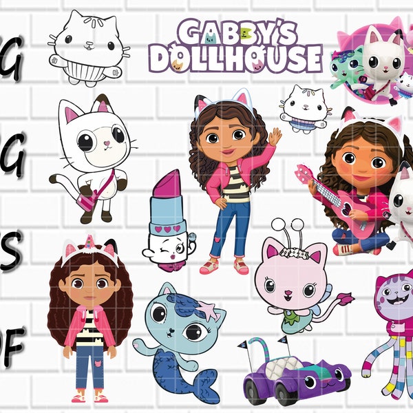 Gabby Puppenhaus SVG - 13 Designs - Gabby Puppenhaus Png - Gabby Puppenhaus Vektor - Cricut - Cutfiles - Aufkleber - Png, SVG, Pdf,