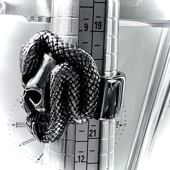 Snake and Skull Ring In Stainless Steel Vintage F… - image 3