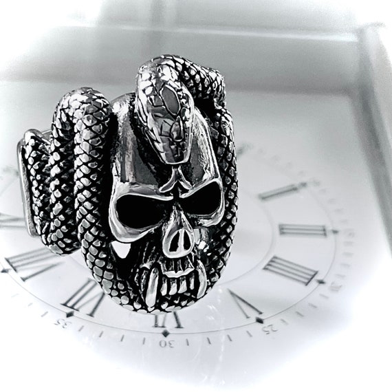 Snake and Skull Ring In Stainless Steel Vintage F… - image 6