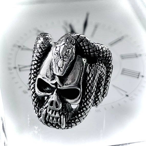 Snake and Skull Ring In Stainless Steel Vintage F… - image 5