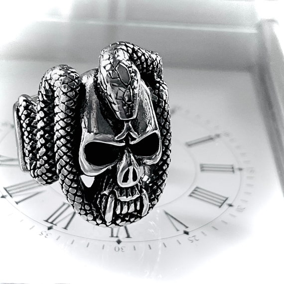 Snake and Skull Ring In Stainless Steel Vintage F… - image 7