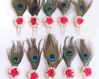 Broche multicolor morpankh, obsequios de bienvenida para bodas, broches Baarati, broches para regalar a granel, obsequios de bodas indias, broche de plumas de pavo real